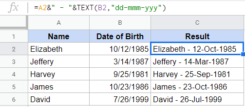 Text formula to format the date