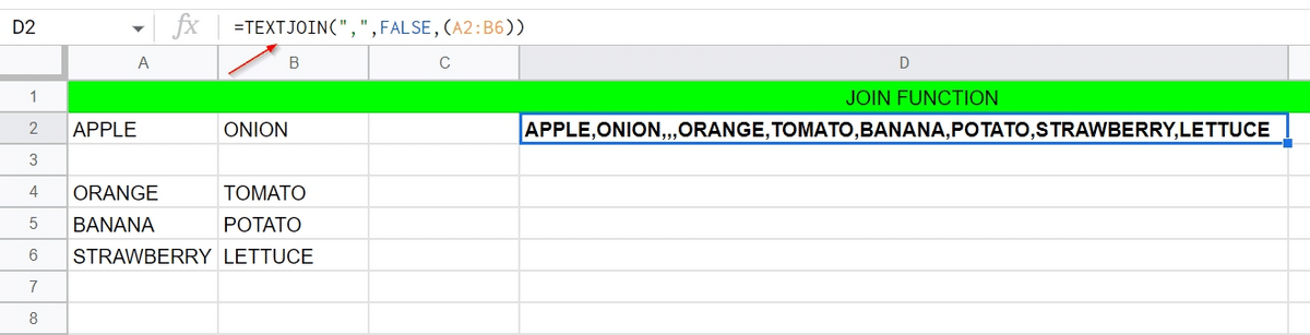 Textjoin with a false operator