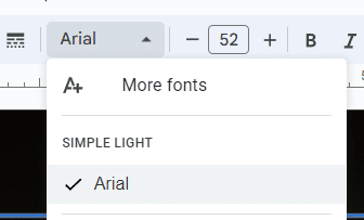 The drop-down for fonts.