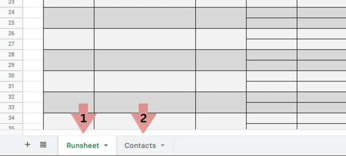 This run of show template for Google Sheets has more than one page