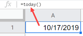 Today function in Google Sheets