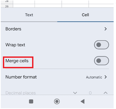 Toggle on the Merge option.