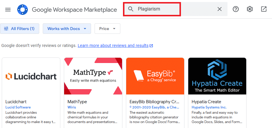 Type plagiarism into the search box