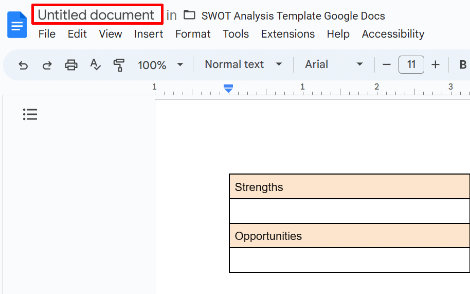 Adding a title to a Google document