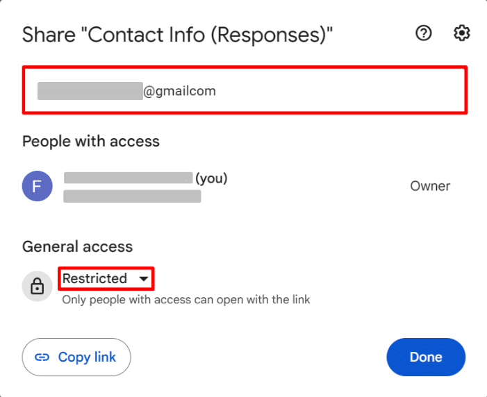 Sharing Google Sheets in restricted mode