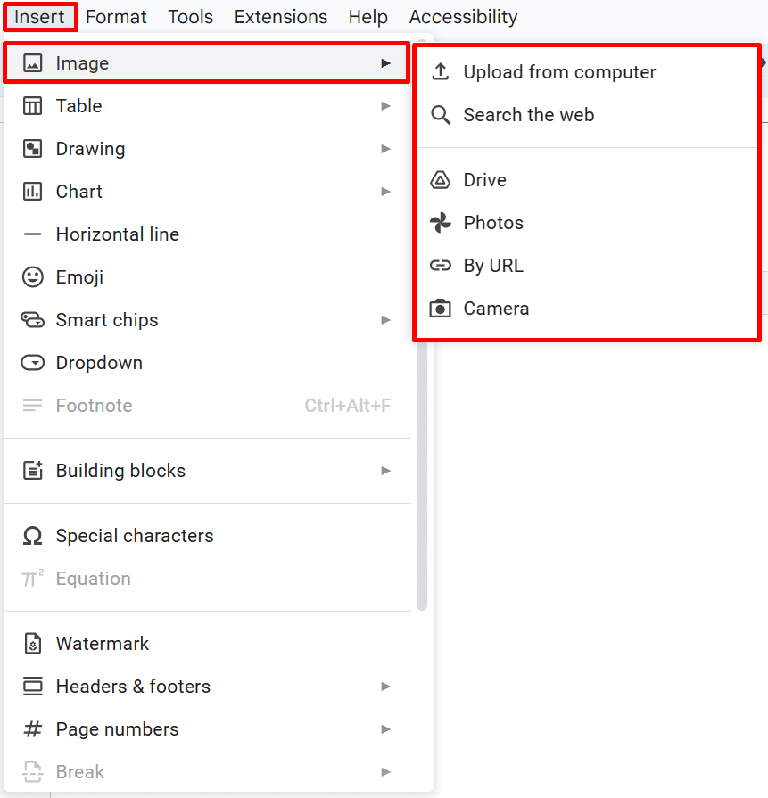 How to insert an image in Google Docs