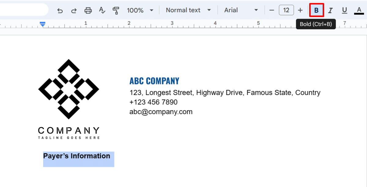 How to bold text in Google Docs