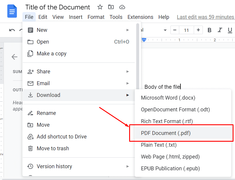 How to save a document in Google Docs as a PDF file