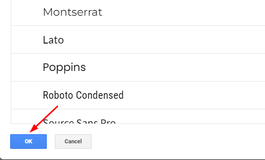 Click OK to add fonts