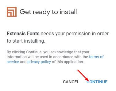 Finish prompt to install Extensis Fonts