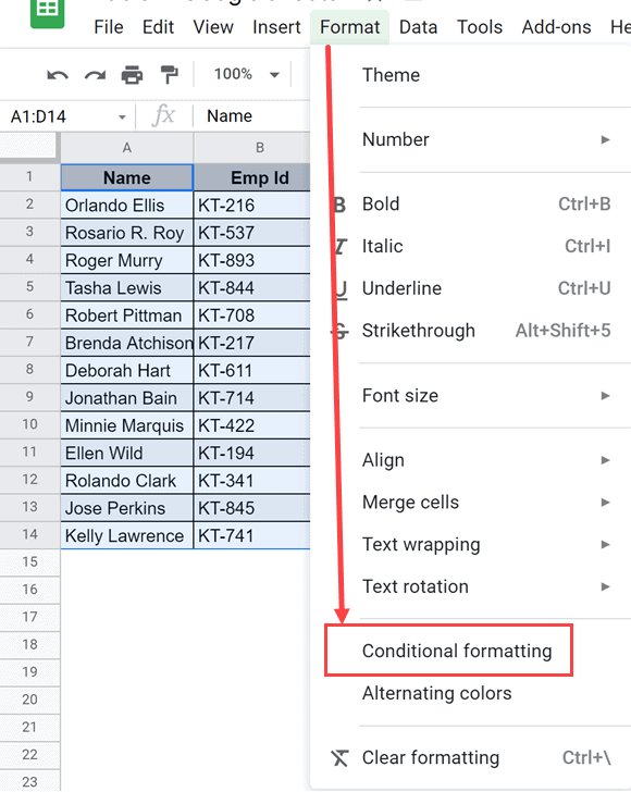 Click on Conditional formatting