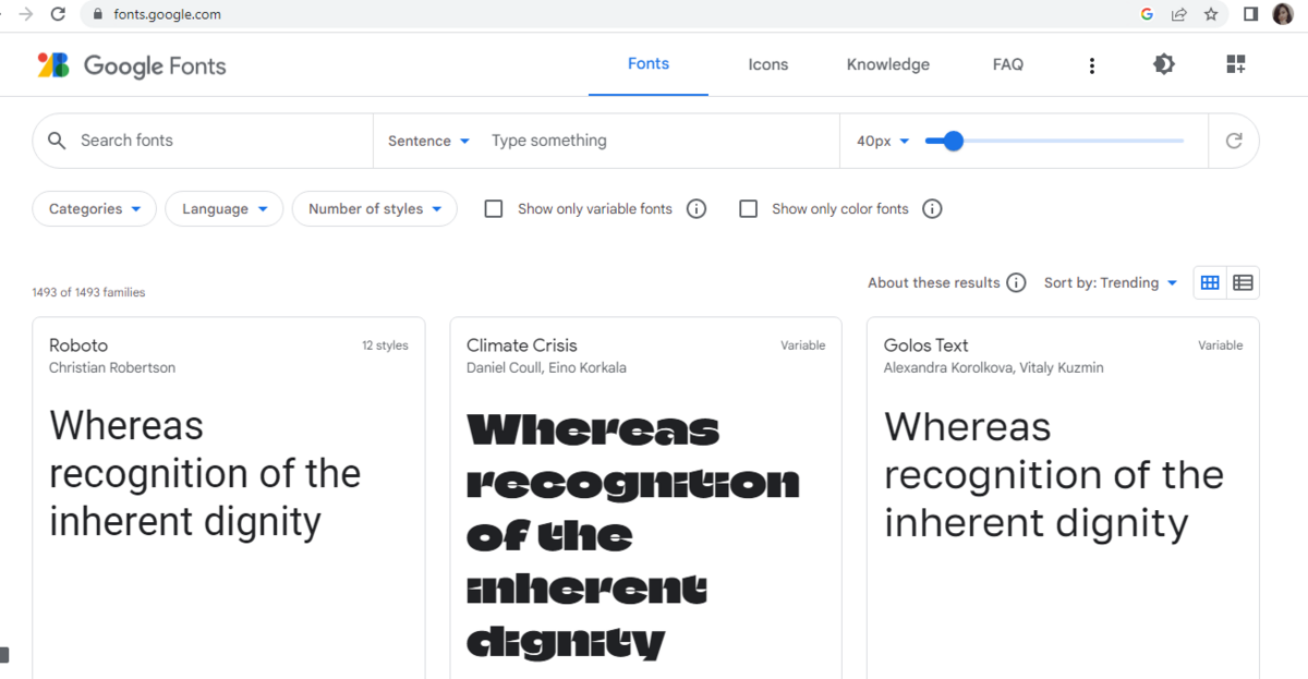 Pick Google fonts for Windows 