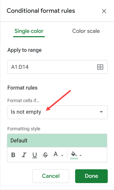 Click on Format cell if option