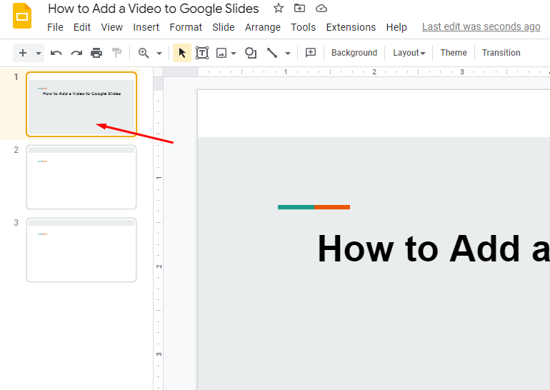 The Google Slide you want to embed a video