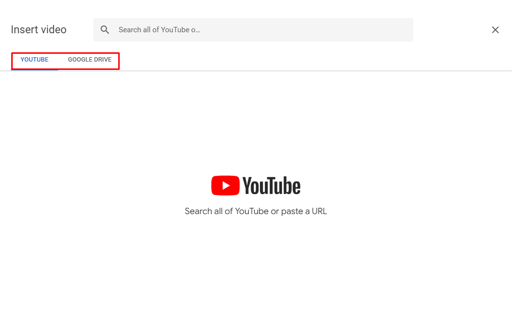 Insert video from "YouTube” or GDrive in Google Slides