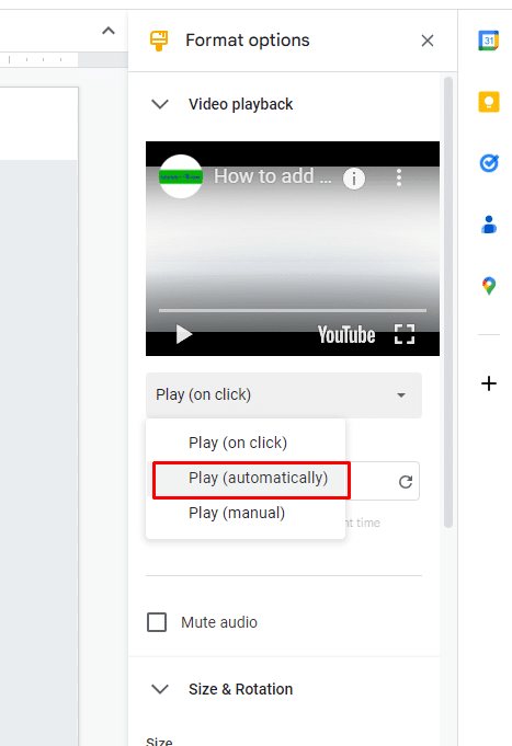 How to make videos play automatically in GSlides