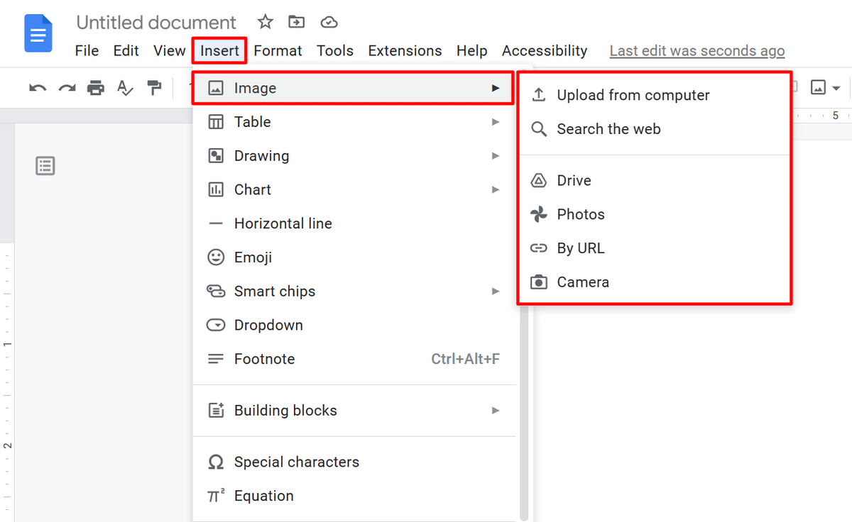 How to insert PDF into Google Docs— inserting an image to Google Docs