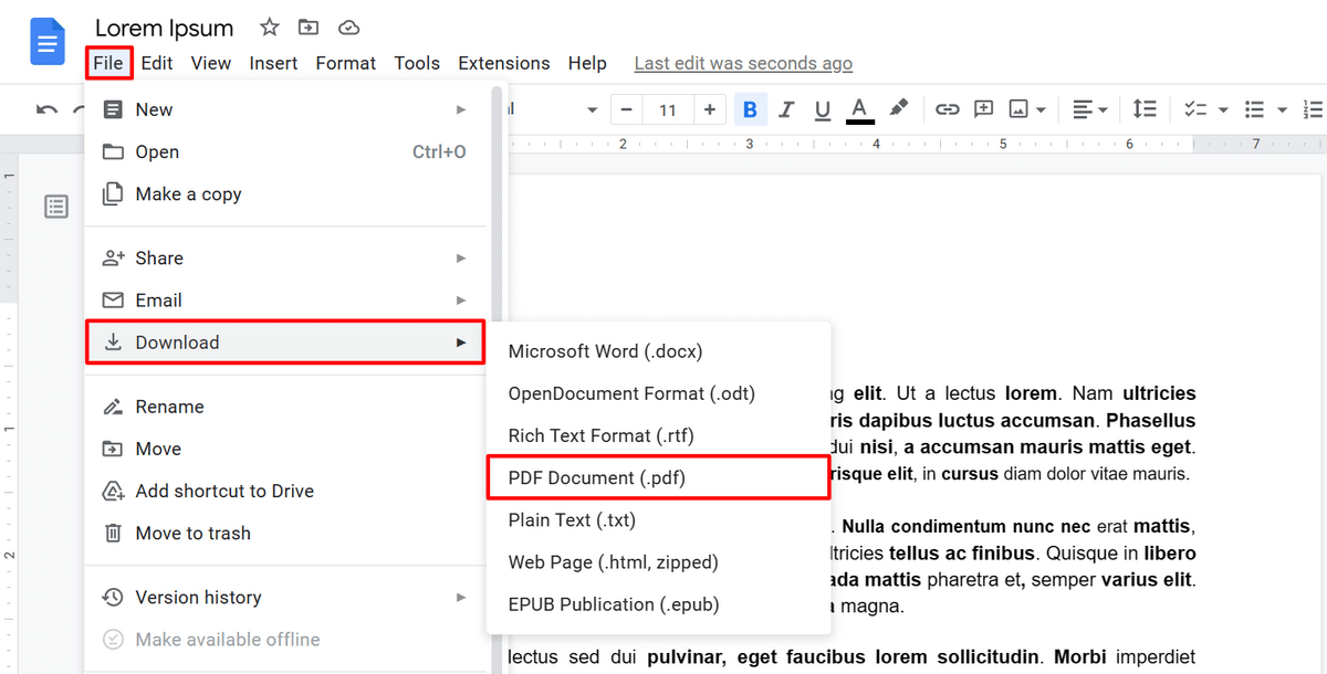 Download Google Doc as PDF