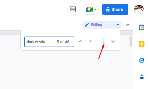 Google Docs word search advanced options