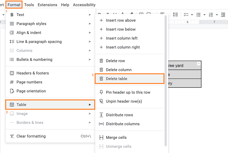 How to delete a table in Google Docs on a Mac