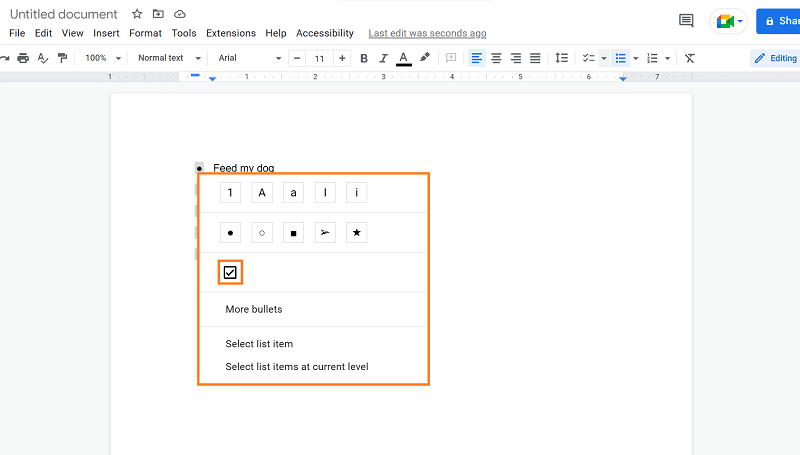 Create checklist from bulleted list