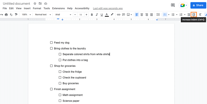 Making multi-level checklists