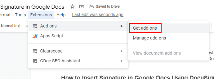 Google Docs - Get add-ons