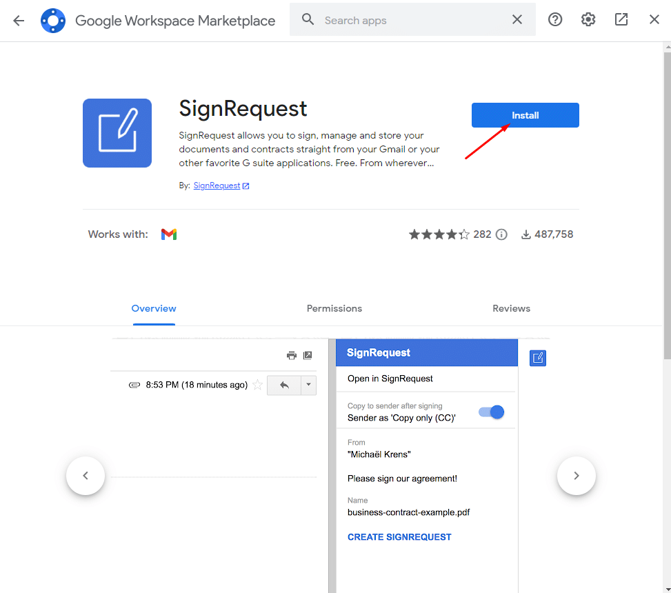 Google Docs - SignRequest install