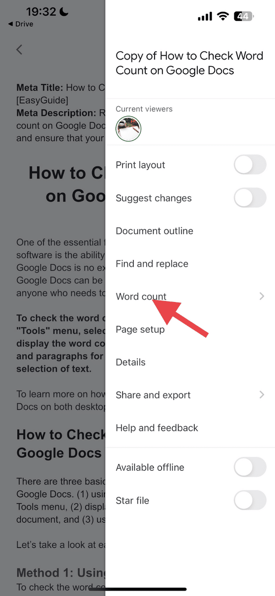 How to Check Word Count on Google Docs - word count Google Docs mobile