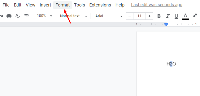 How to do subscript in Google Docs—where to find subscript option on Google Docs