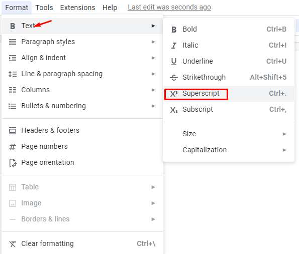 How to do subscript in Google Docs—where to find superscript option in Google Docs