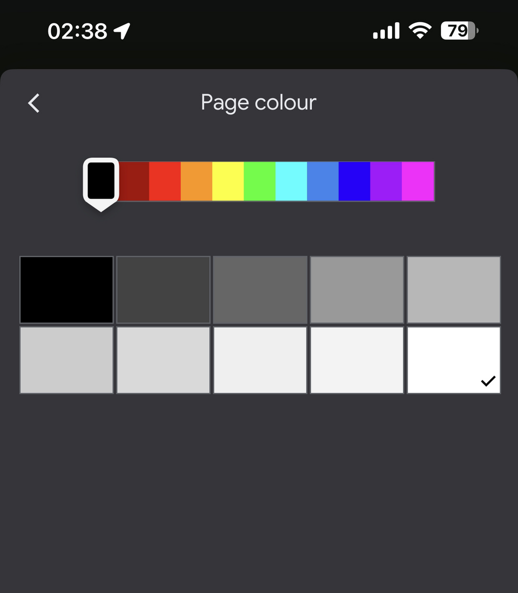 How to change background color on Google Docs—Mobile Google Docs select page color