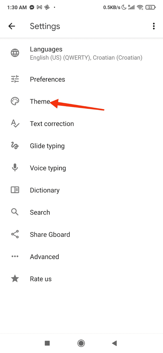 Google Docs mobile theme