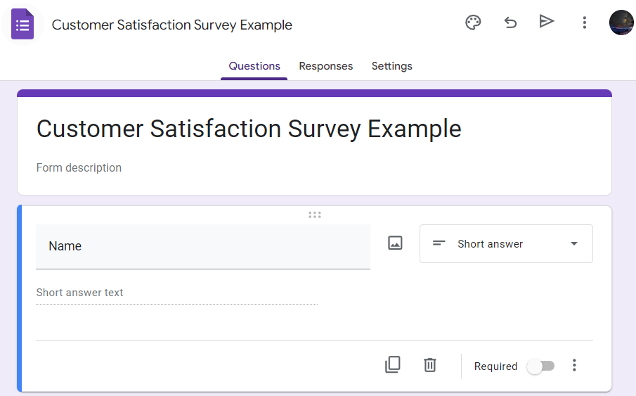 Google Form survey example