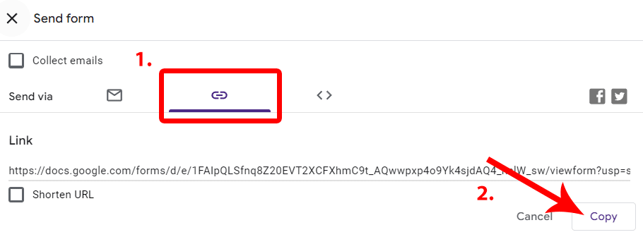 Copy link to Google Form