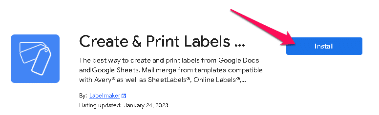 The final step to install the Google plugin, Labelmaker.