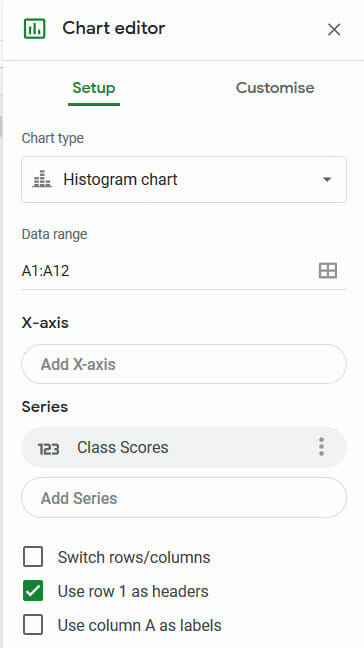 Chart Editor setup