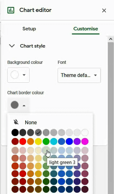 Select the histogram background color