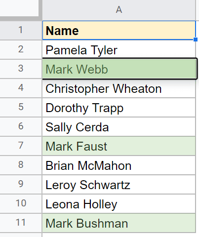 Highlighted Cells that have the search string