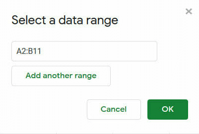 Select the data range