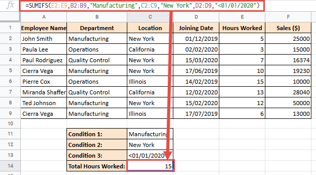 SUMIF formula with three conditions