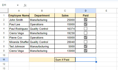 SUMIFS example 7