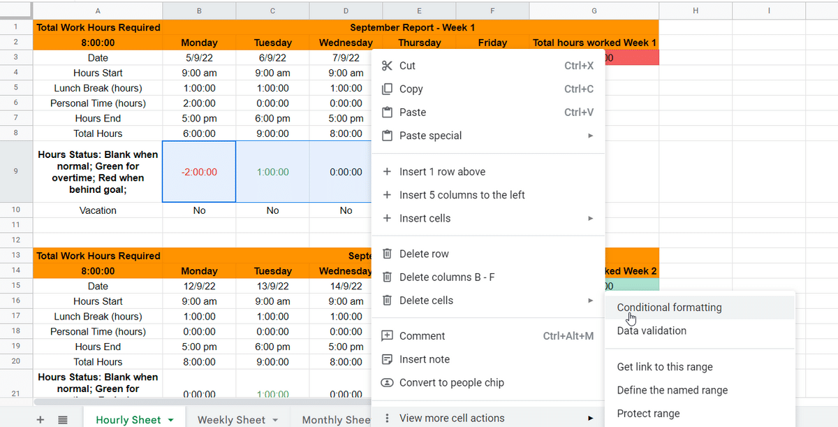 open the conditional formatting menu