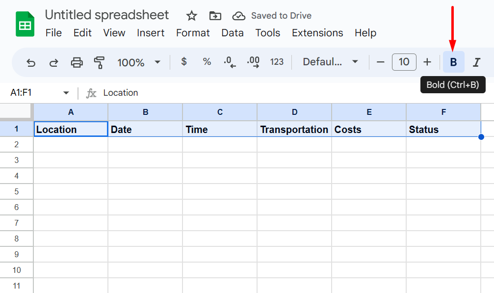 How to bold text in Google Sheets