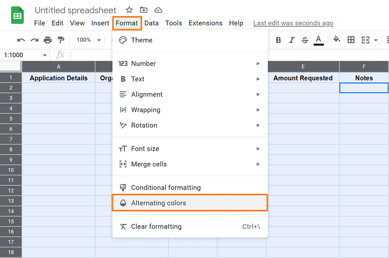 Using alternating colors in Google Sheets