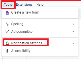 Go to Tools > Notifications to set the notification rules.