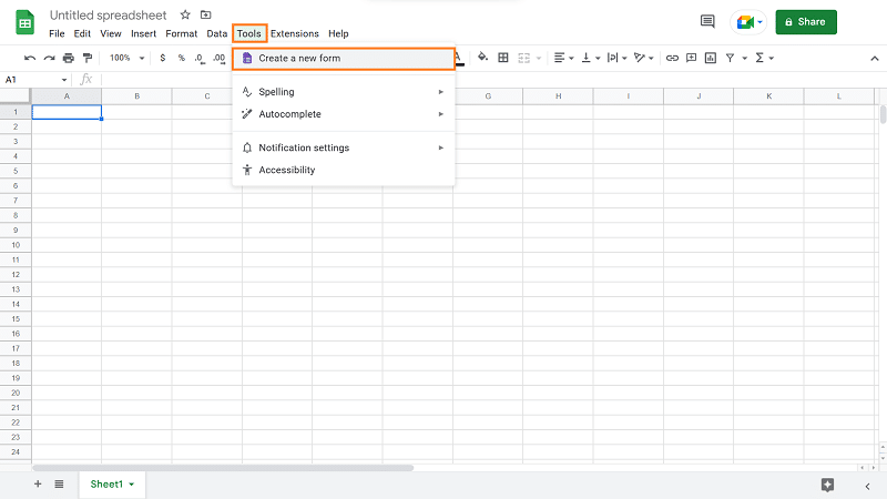 Google Sheets CRM making a new form.