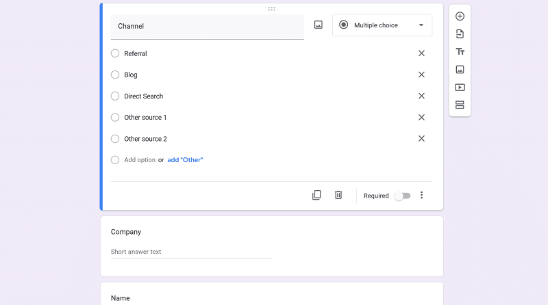 Google Sheets CRM adding form questions