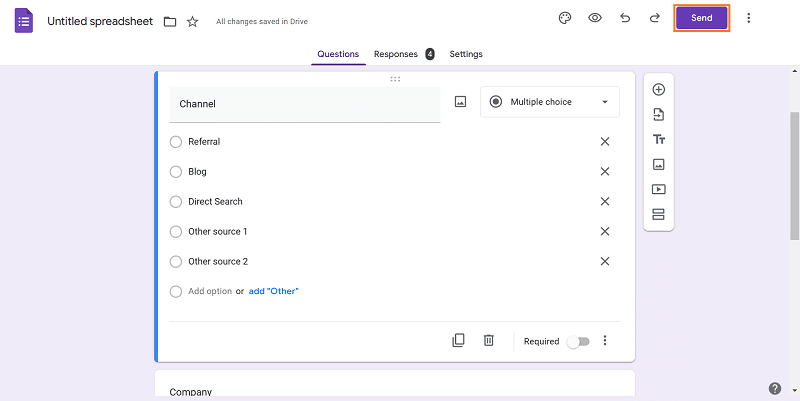 Google Sheets CRM sending the form