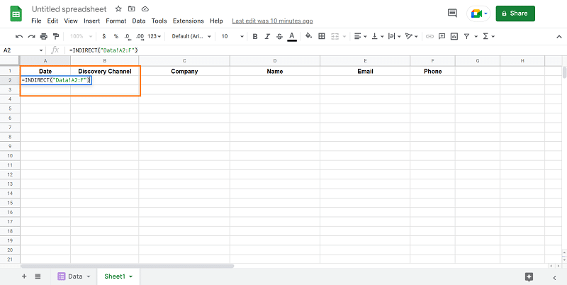 Google Sheets CRM using indirect function